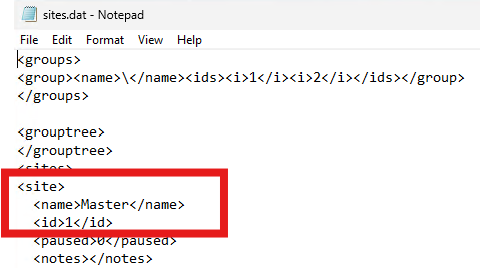 Local Site Name in sites.dat